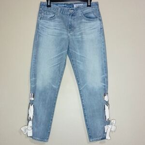 AG-ED Adriano Goldschmied Ex Boyfriend Slouchy Slim Lace Up Leg Ankle Jeans